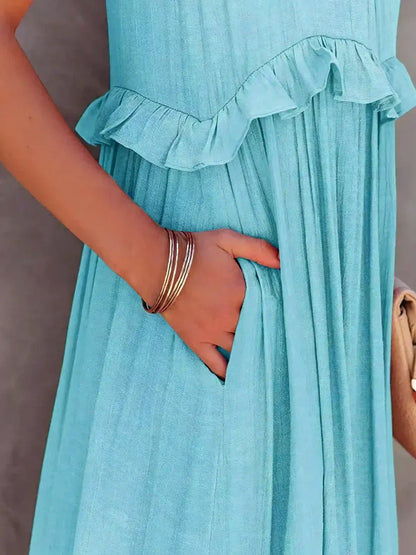 Elegant Women's Sleeveless Ruffle Dress