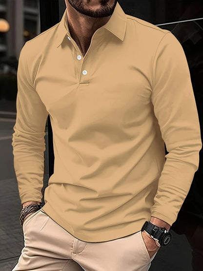 Men's Long Sleeve Polo Shirt Cotton