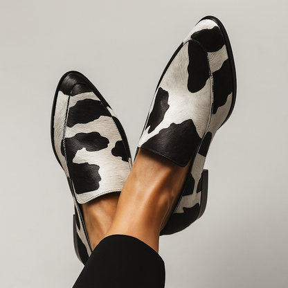 Women's Slip-On Loafers Cow Print