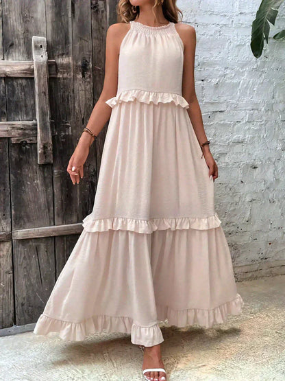 Elegant Women's Sleeveless Ruffle Dress