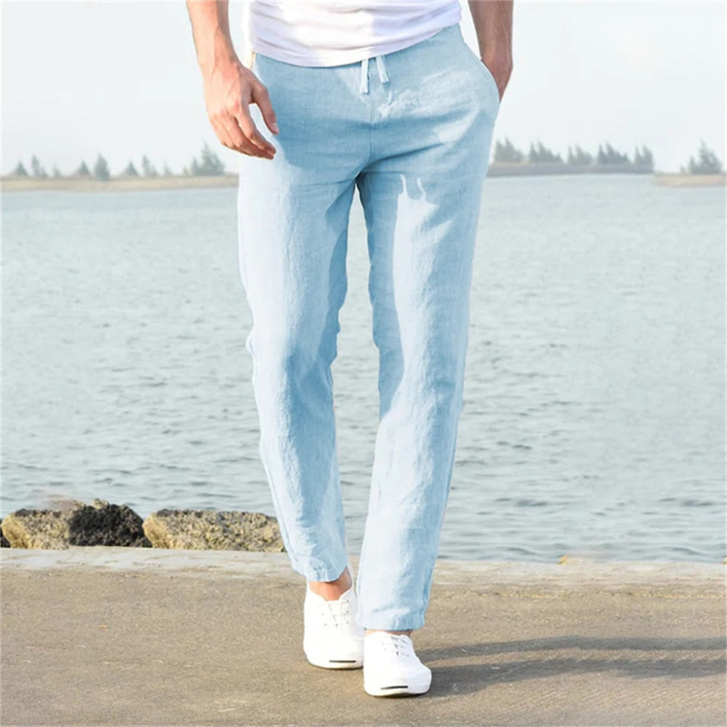 Men's Linen Trousers Casual Beige