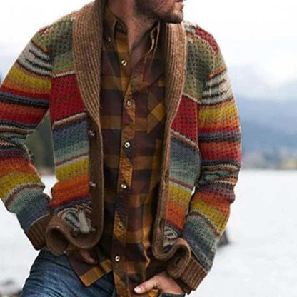 Men's Striped Cardigan Relaxed Fit Knit - Fashinoza