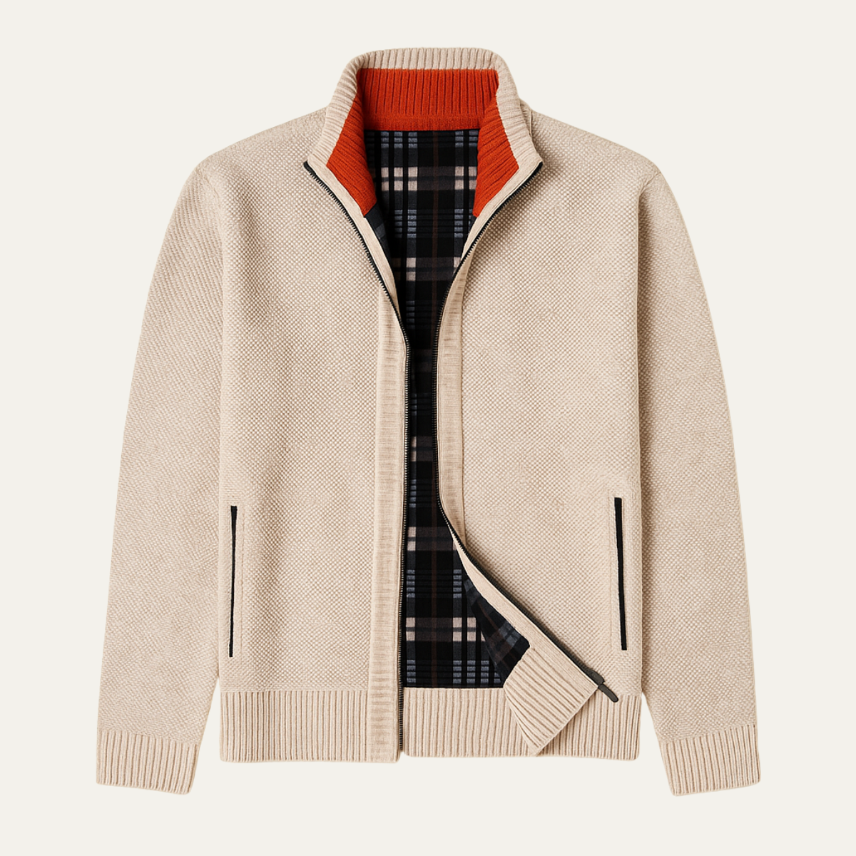 Men's Knit Zip Cardigan Stand Collar - Fashinoza