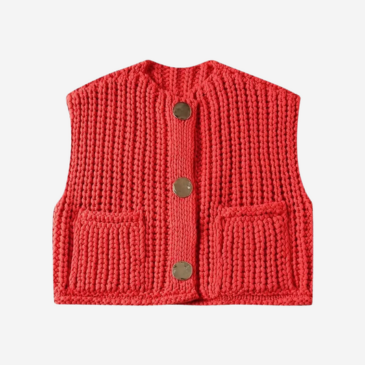 Women's Sleeveless Sweater Vest Button Front - Fashinoza