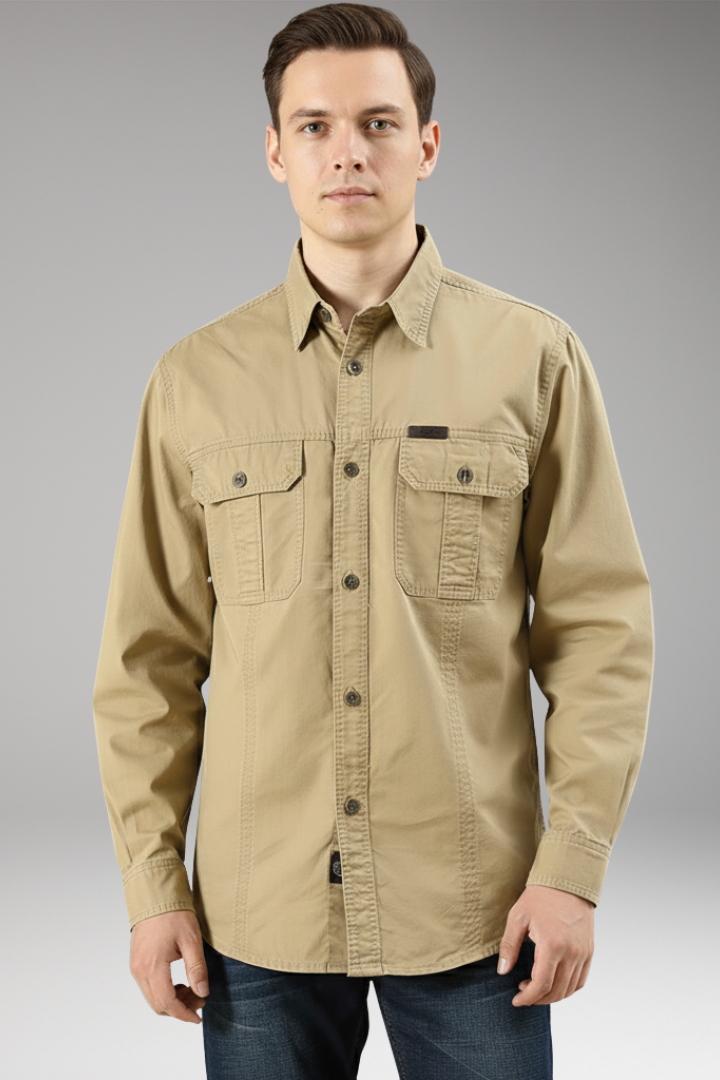 Men's Casual Button Up Shirt With Pockets