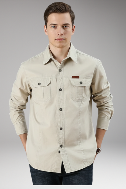 Men's Casual Button Up Shirt With Pockets