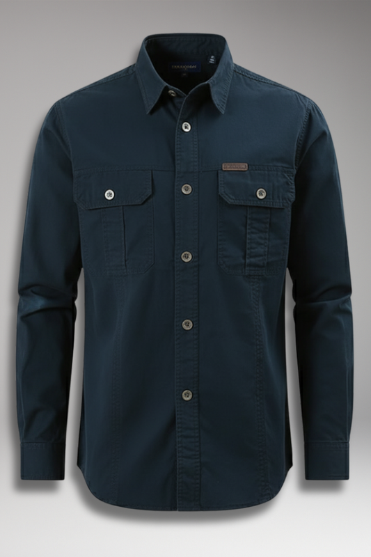 Men's Casual Button Up Shirt With Pockets - 
Fashinoza