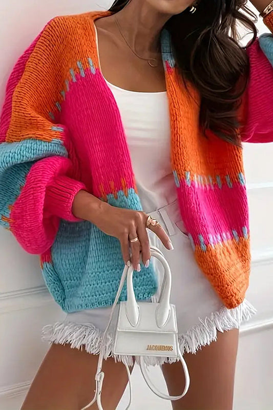 Women's Knit Cardigan Balloon Sleeve - Fashinoza