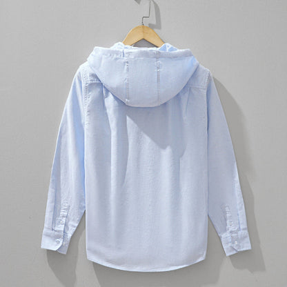 Image of Carlton | Men's Long Sleeve Button-Up Hooded Shirt