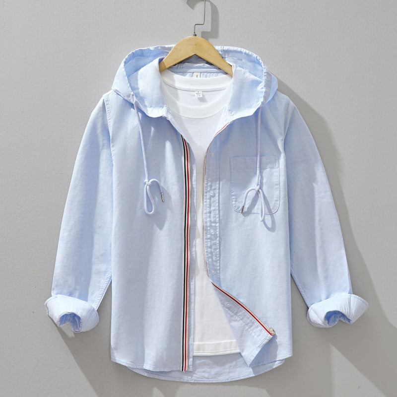 Men's Long Sleeve Hooded Flannel Shirt - Fashinoza