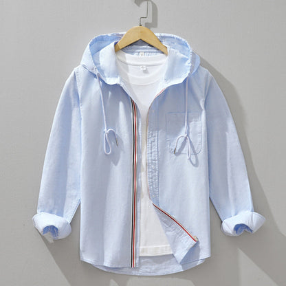 Men's Long Sleeve Hooded Flannel Shirt - Fashinoza