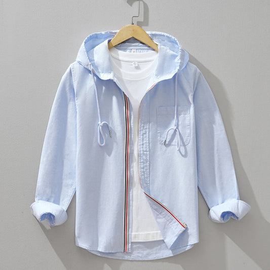 Men's Long Sleeve Hooded Flannel Shirt - Fashinoza