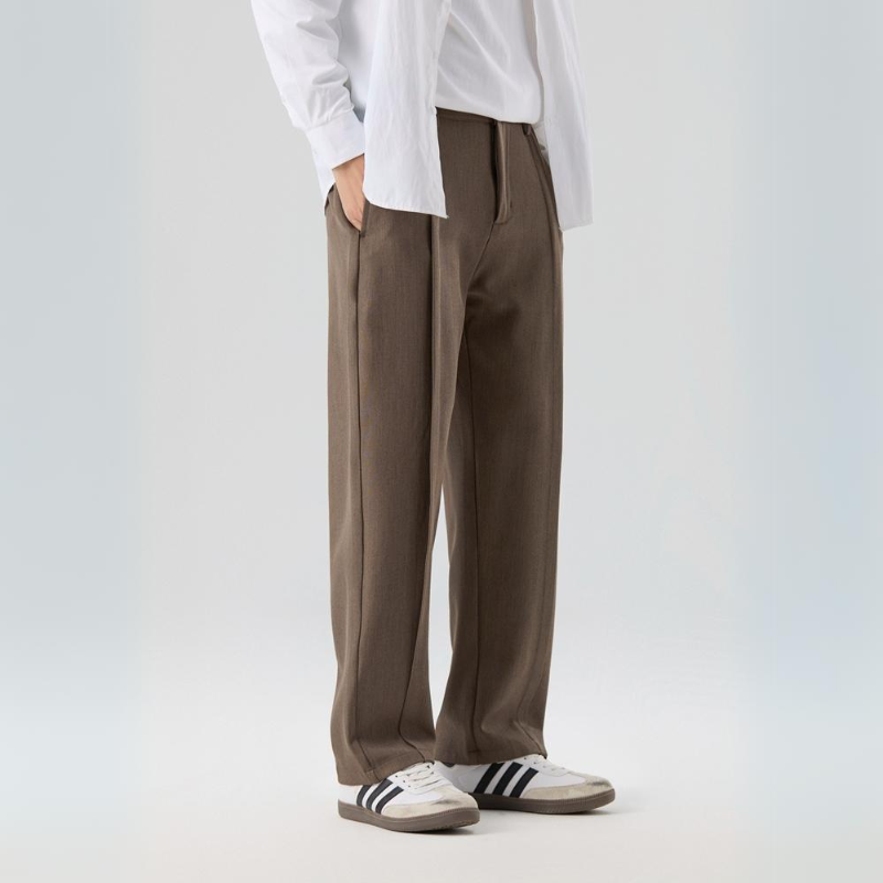 Men's Relaxed Fit Pleated Trousers - Fashinoza