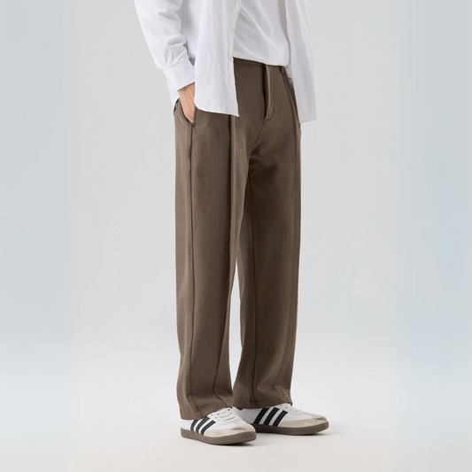 Men's Relaxed Fit Pleated Trousers - Fashinoza
