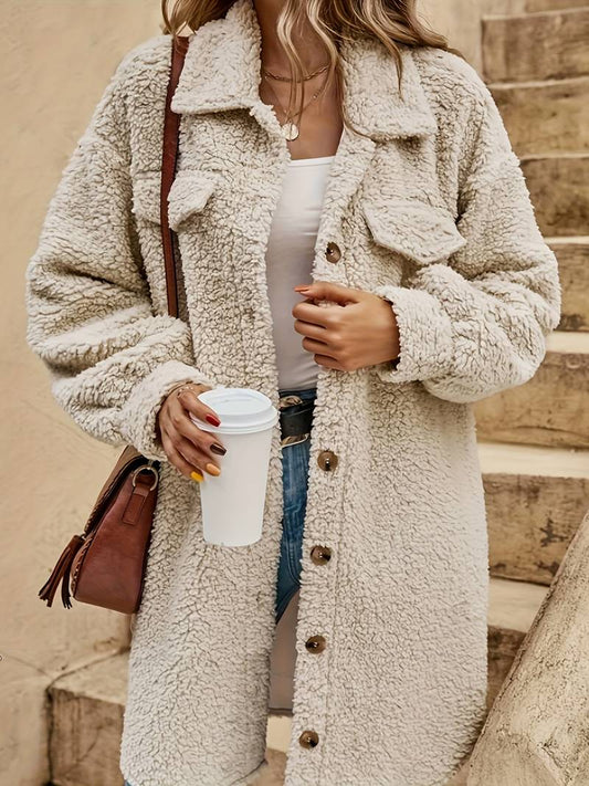 Women's Oversized Teddy Fur Coat - Fashinoza
