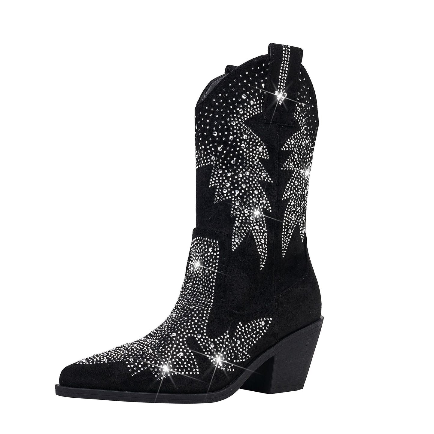 Women's Embellished Mid Calf Boots - Fashinoza