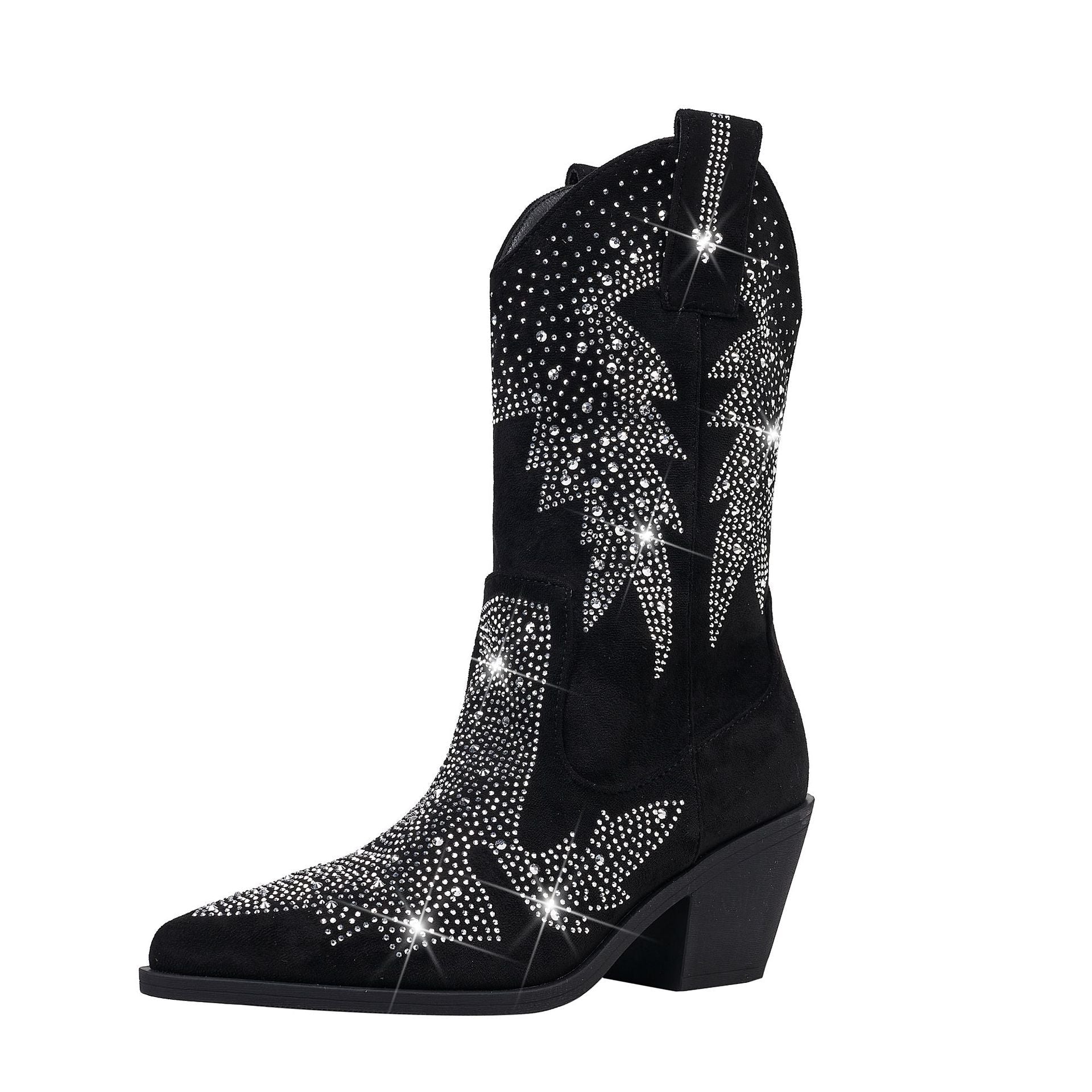 Women's Embellished Mid Calf Boots - Fashinoza