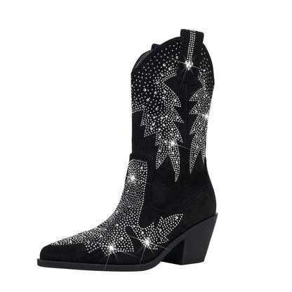 Women's Embellished Mid Calf Boots - Fashinoza