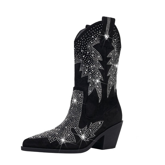 Women's Embellished Mid Calf Boots - Fashinoza