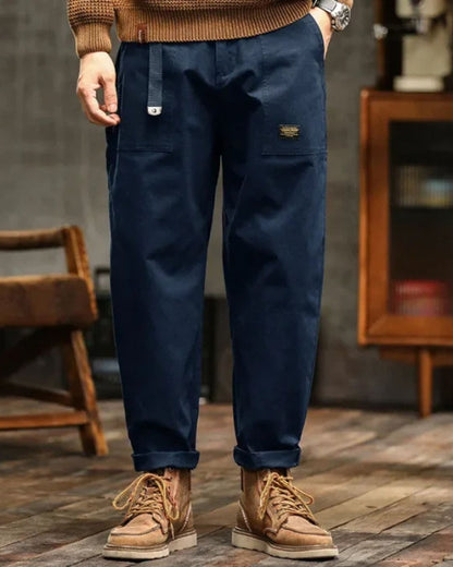Men's Cargo Pants Cotton Long Belt Loops Khaki