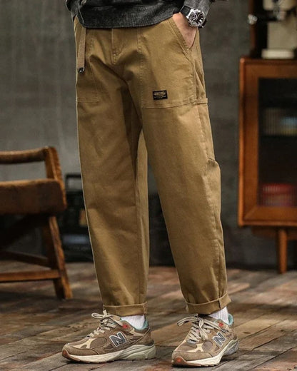 Men's Cargo Pants Cotton Long Belt Loops Khaki