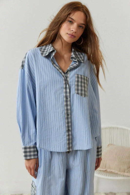 Women's Striped Two-Piece Long Sleeve Set - Fashinoza