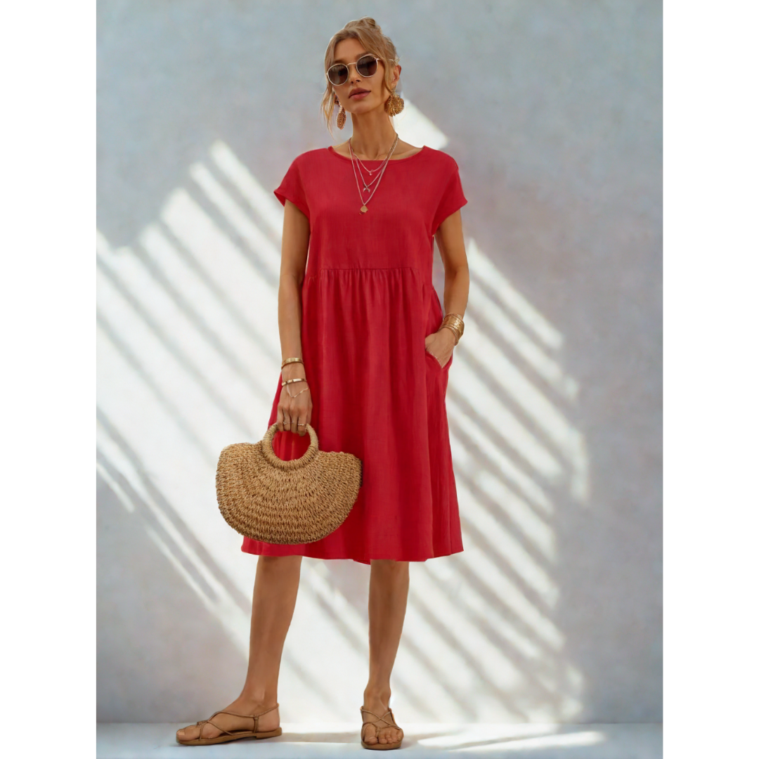 Women's Casual Pocket Dress Everyday Comfort - 
Fashinoza