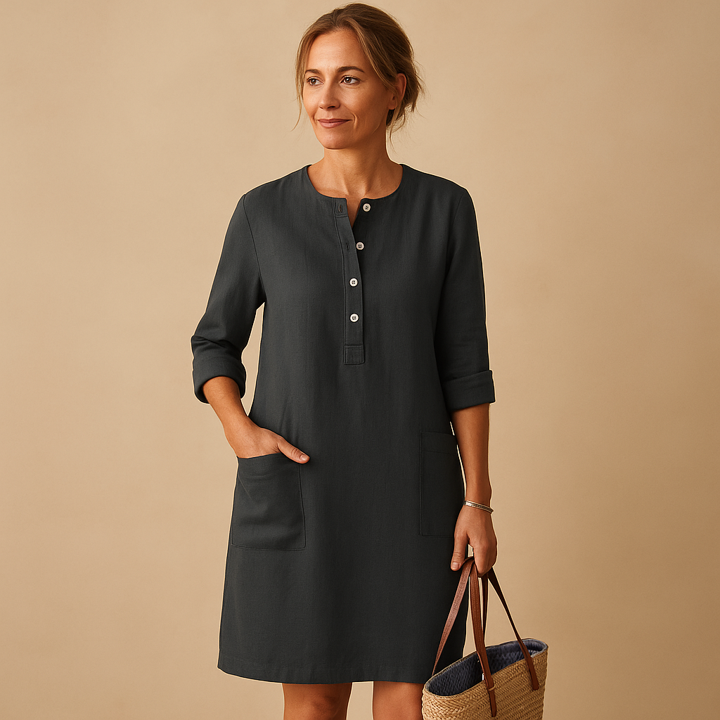 Women's Long Button Dress Casual - 
Fashinoza