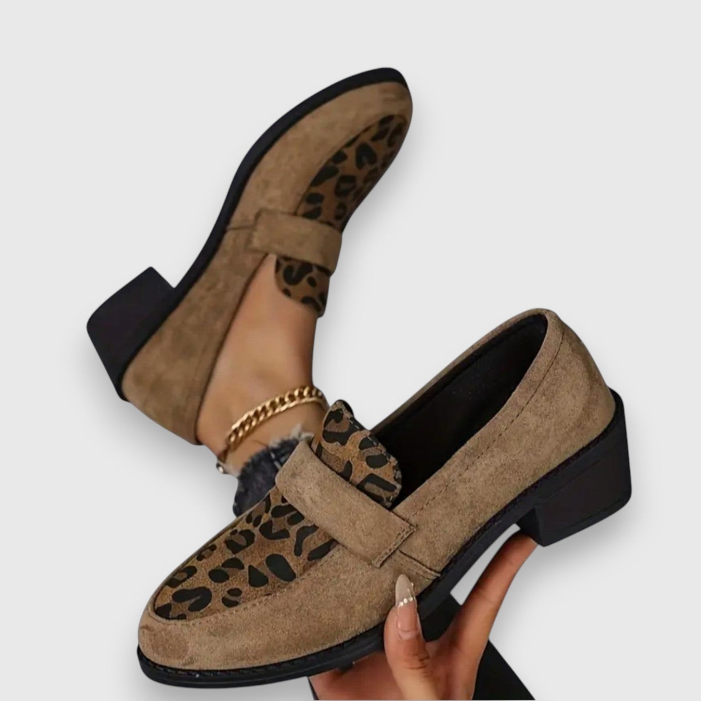 Women’s Leopard Block Heel Loafers