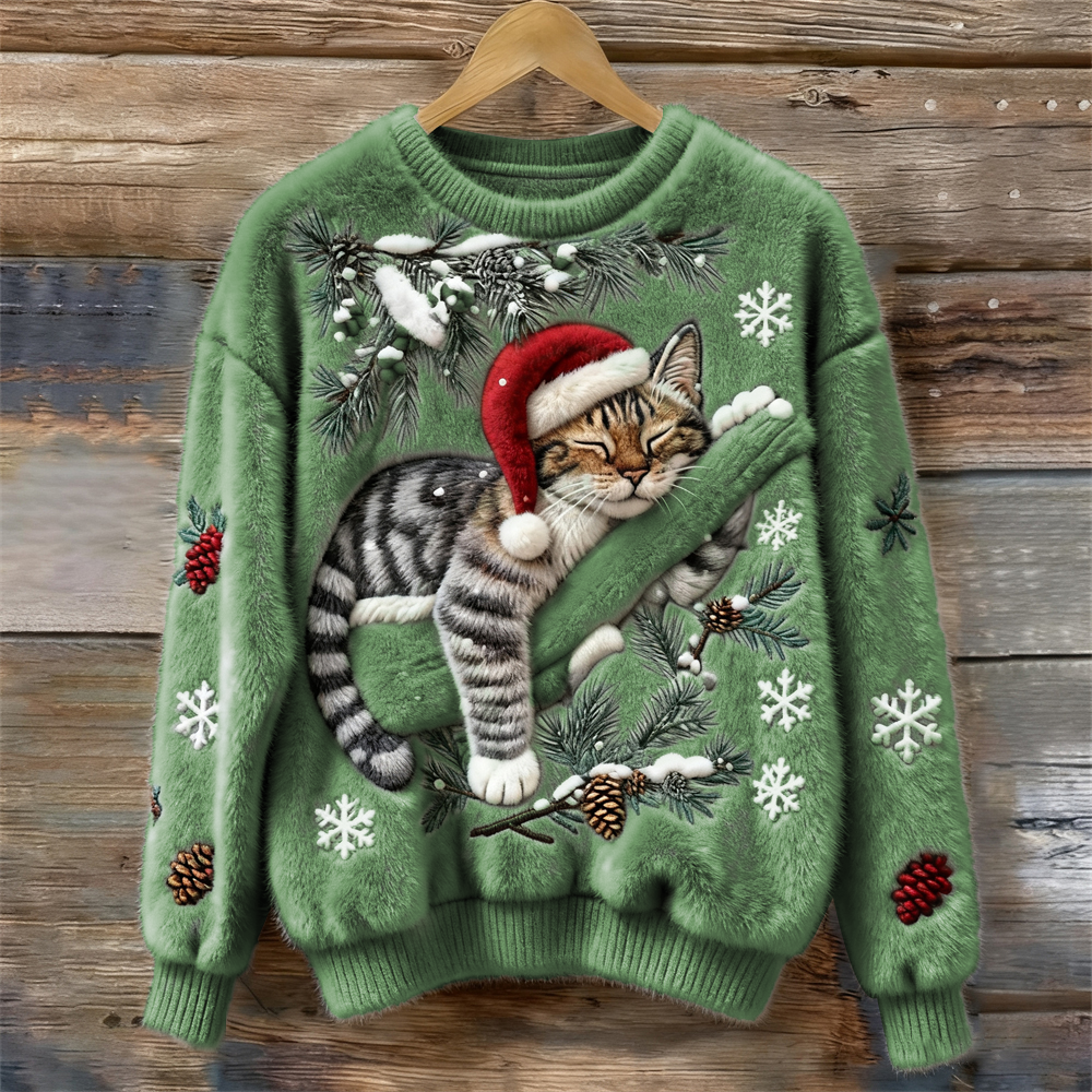 Women's Graphic Sweater 3D Kitten Design