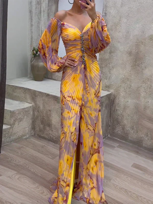 Women's Lace V-Neck Wedding Guest Dress - Fashinoza