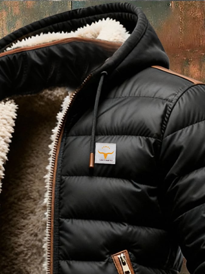 Hooded Sherpa-Lined Puffer Jacket