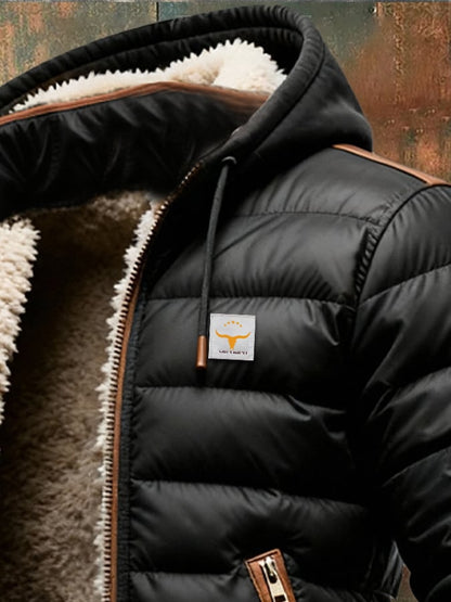 Hooded Sherpa-Lined Puffer Jacket
