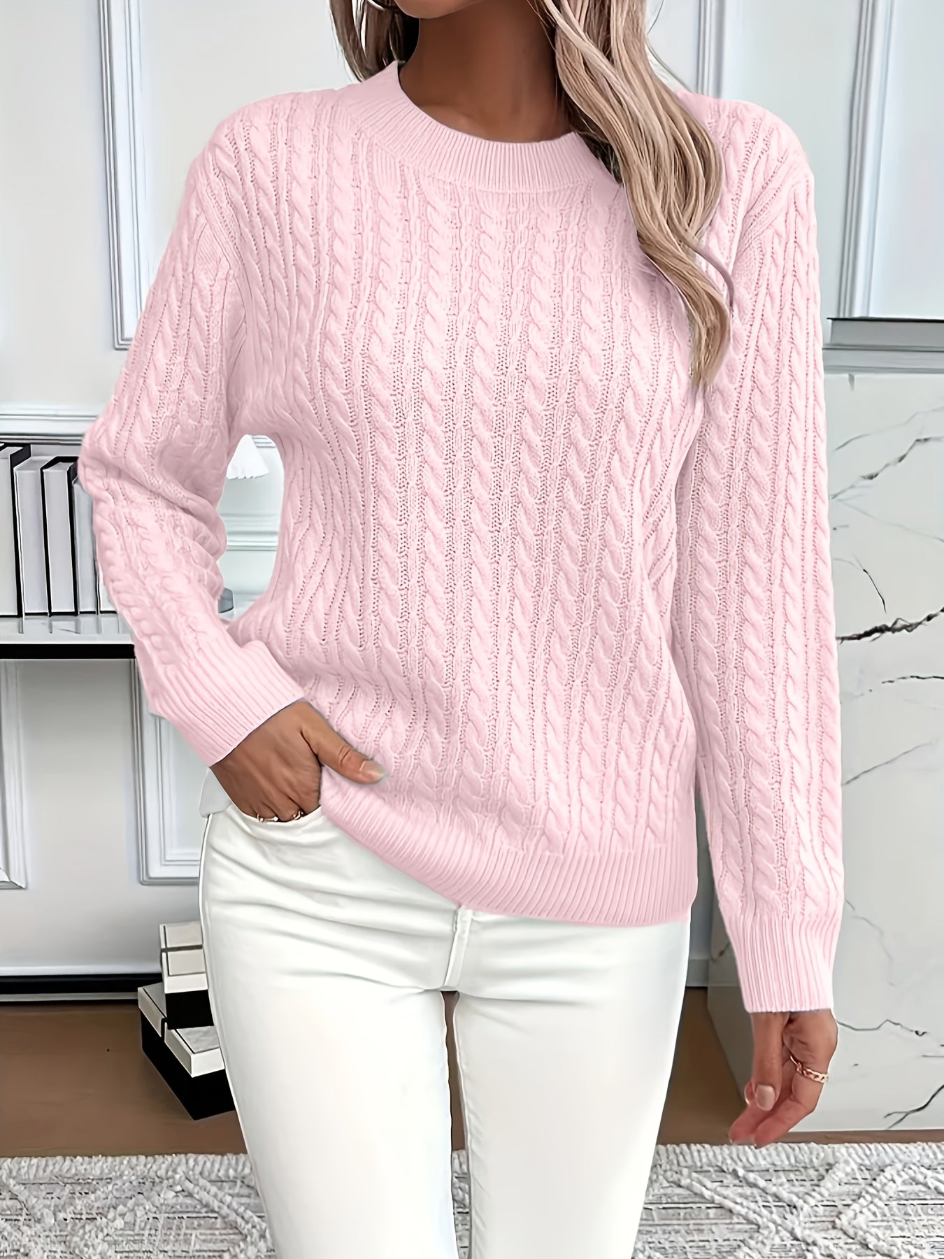 Women's Cable Knit Sweater White