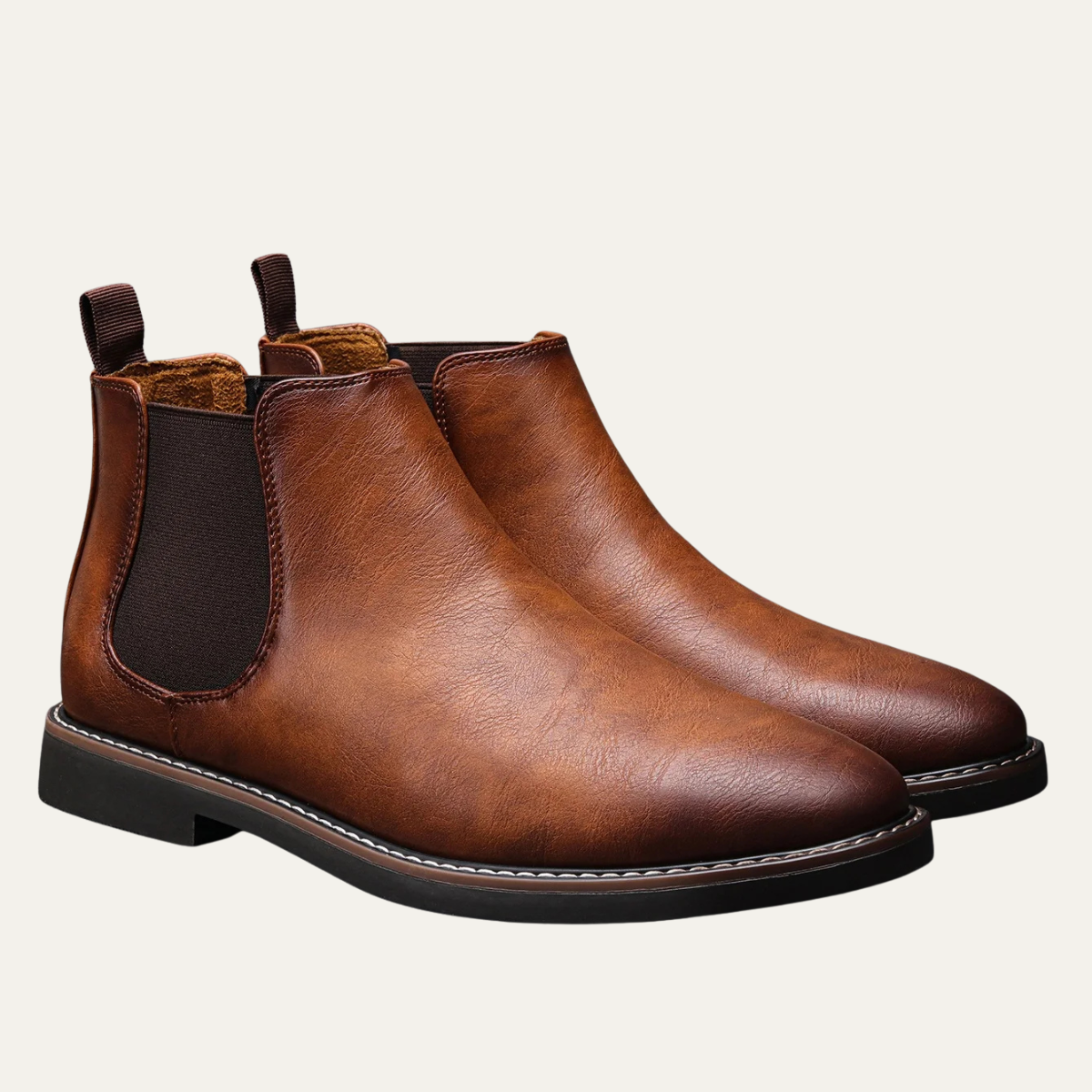 Mantova Men's Leather Chelsea Boots Ankle Black - Fashinoza