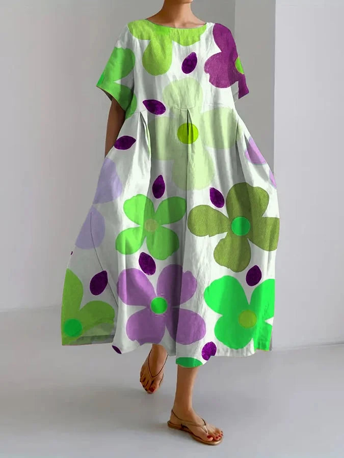 Eliana Women's Midi Floral Dress Comfortable Summer Style - Fashinoza