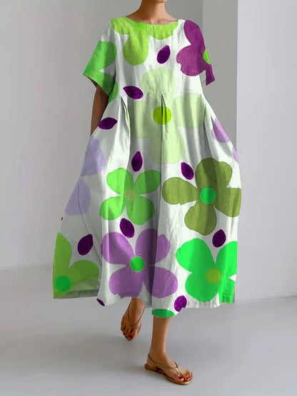 Eliana Women's Midi Floral Dress Comfortable Summer Style - Fashinoza