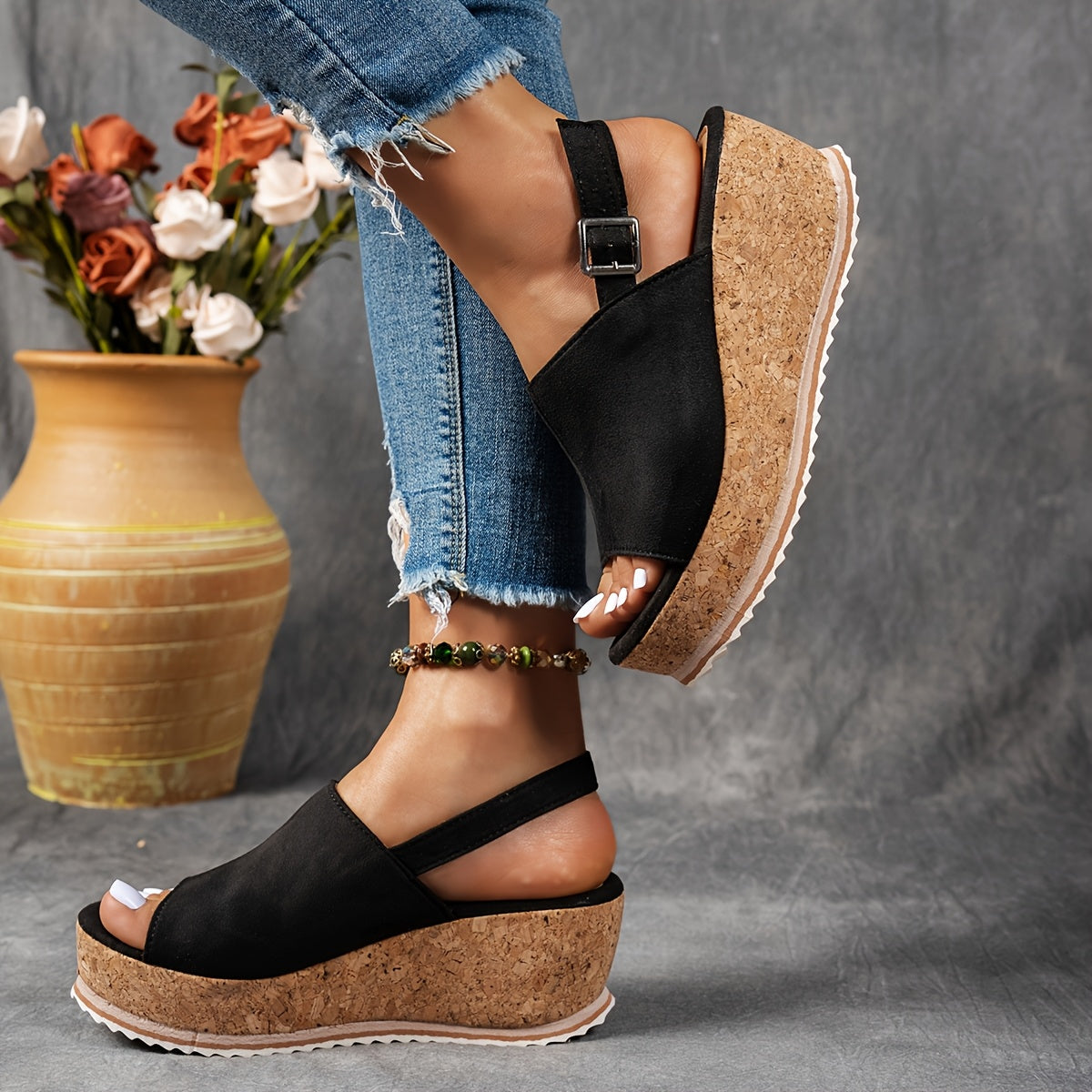 Women's Platform Sandals Adjustable Buckle