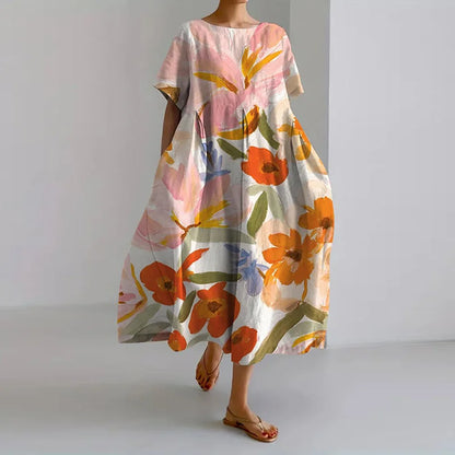 Valentina Women's Floral Summer Dress Lightweight - Fashinoza