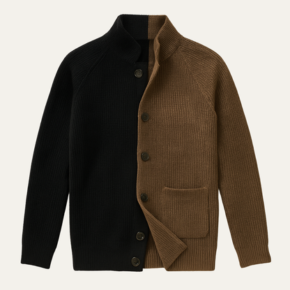 Men's Contrast Knit Cardigan - Fashinoza