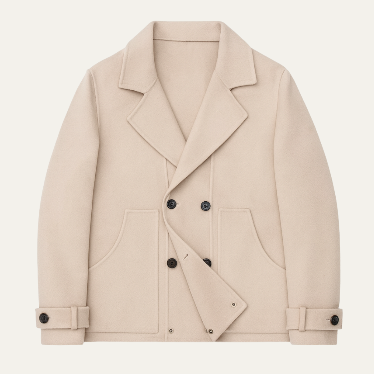 Men's Wool Blend Double Breasted Peacoat - Fashinoza