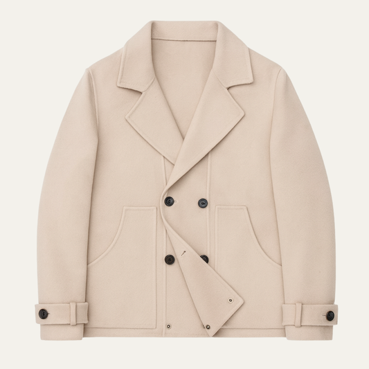 Men's Wool Blend Double Breasted Peacoat - Fashinoza