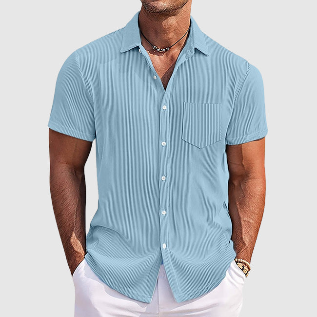 Men's Short Sleeve Button Down Cotton Shirt - Fashinoza