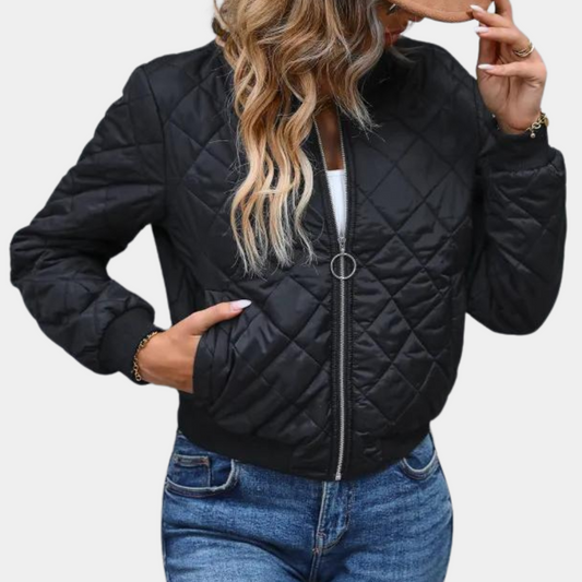 Women's Quilted Bomber Jacket - Fashinoza
