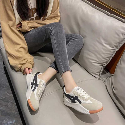 Pastel Accent Lace-Up Sneakers