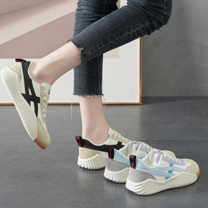 Pastel Accent Lace-Up Sneakers