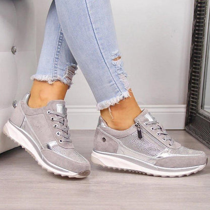 Women's Rhinestone Lace-Up Sneakers