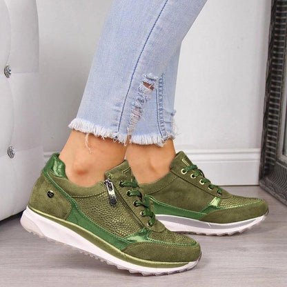 Women's Rhinestone Lace-Up Sneakers