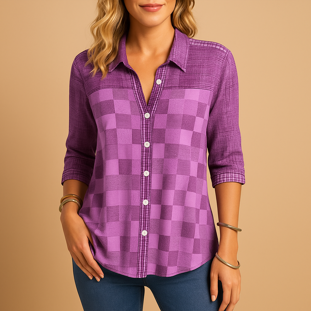 Women's Checked Relaxed Fit Blouse - 
Fashinoza