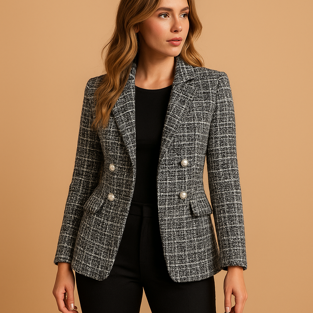 Women's Tailored Checked Blazer - 
Fashinoza